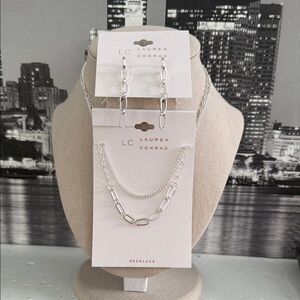 LC Lauren Conrad Silver Chain Necklace Set